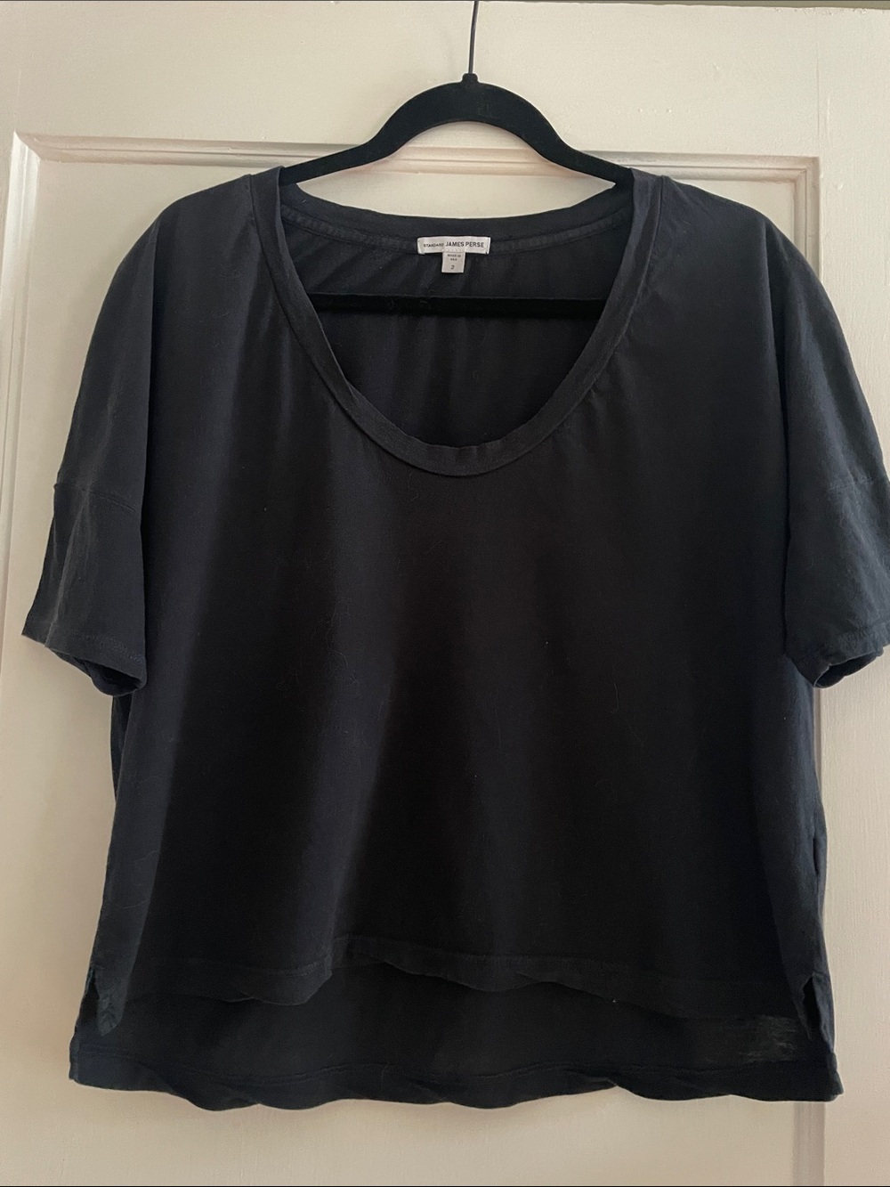 James Perse Black Scoop Neck Short Sleeve Tee